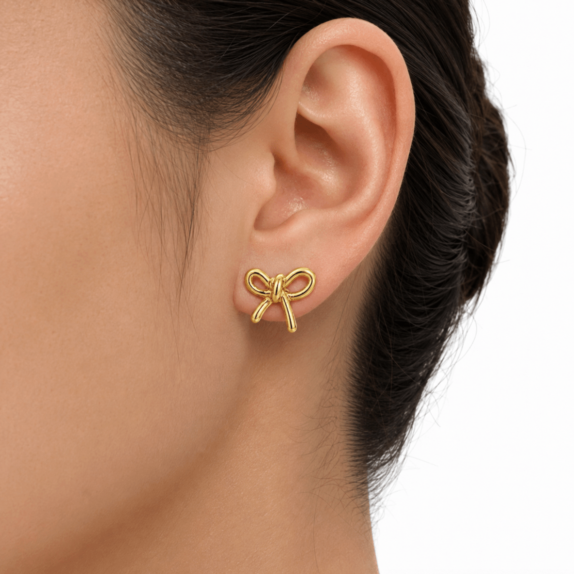 BOW STUD best gold plated tarnish and water resistant piece by Irish Jewellery brand - Lynott Jewellery