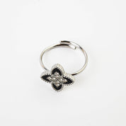 PASSIONATE ADJUSTABLE CLOVER RING BLACK best gold plated tarnish and water resistant piece by Irish Jewellery brand - Lynott Jewellery