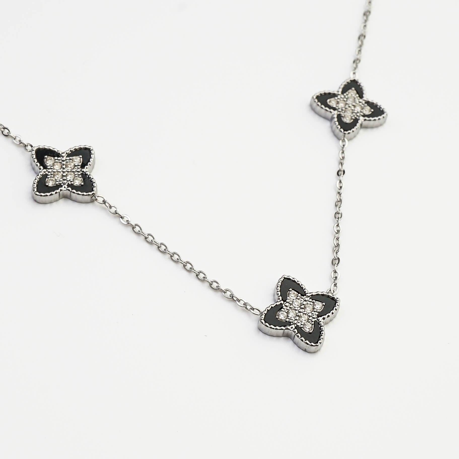 PASSIONATE CLOVER BLACK NECKLACE best gold plated tarnish and water resistant piece by - Lynott Jewellery