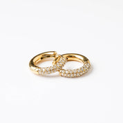 HALF N HALF HOOP best gold plated tarnish and water resistant piece by Irish Jewellery brand - Lynott Jewellery