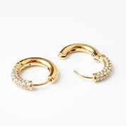 HALF N HALF HOOP best gold plated tarnish and water resistant piece by Irish Jewellery brand - Lynott Jewellery
