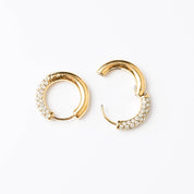 HALF N HALF HOOP best gold plated tarnish and water resistant piece by Irish Jewellery brand - Lynott Jewellery