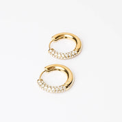HALF N HALF HOOP best gold plated tarnish and water resistant piece by Irish Jewellery brand - Lynott Jewellery