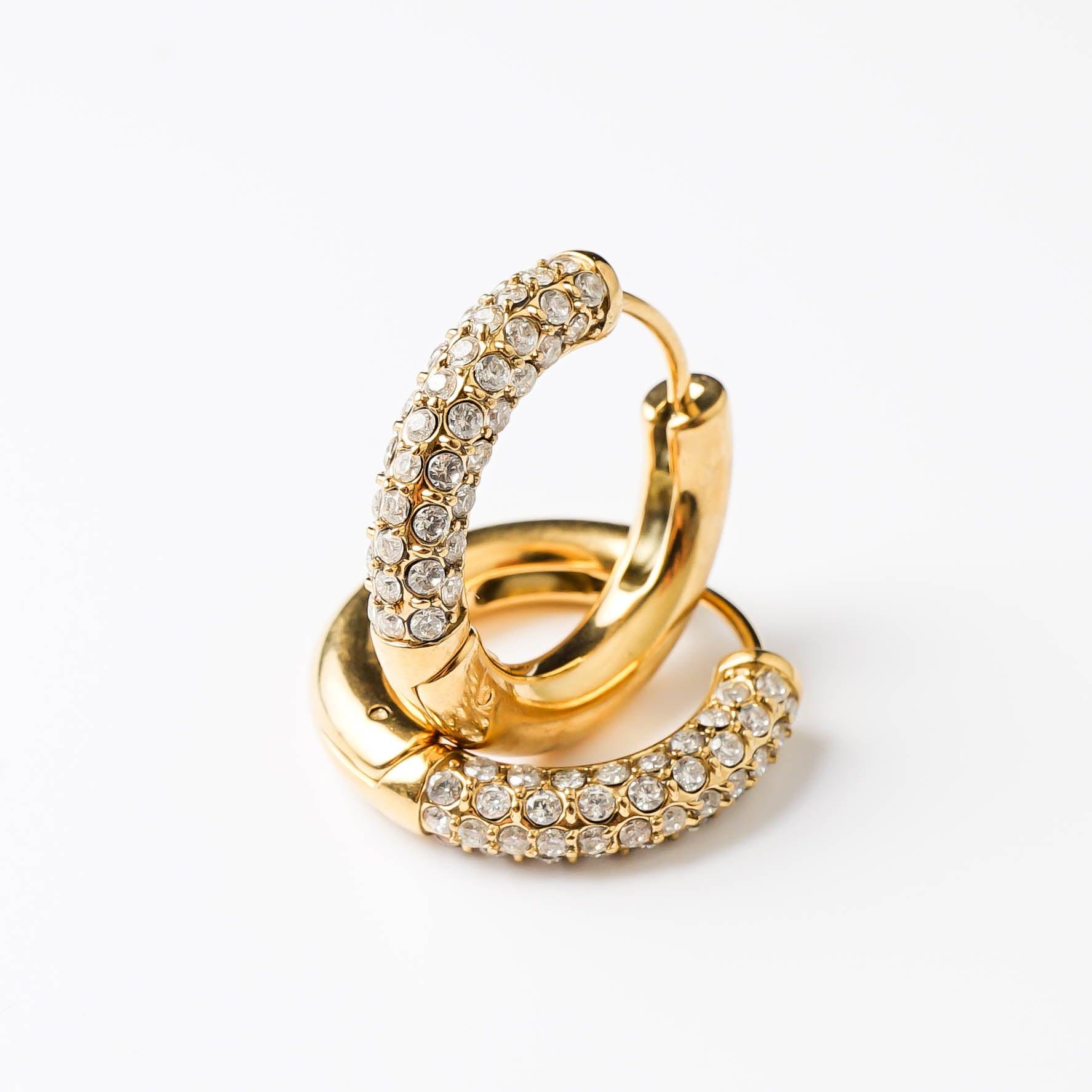 HALF N HALF HOOP best gold plated tarnish and water resistant piece by Irish Jewellery brand - Lynott Jewellery