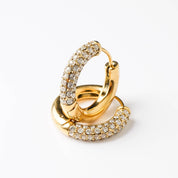 HALF N HALF HOOP best gold plated tarnish and water resistant piece by Irish Jewellery brand - Lynott Jewellery