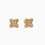 PASSIONATE CLOVER WHITE STUDS best gold plated tarnish and water resistant piece by - Lynott Jewellery