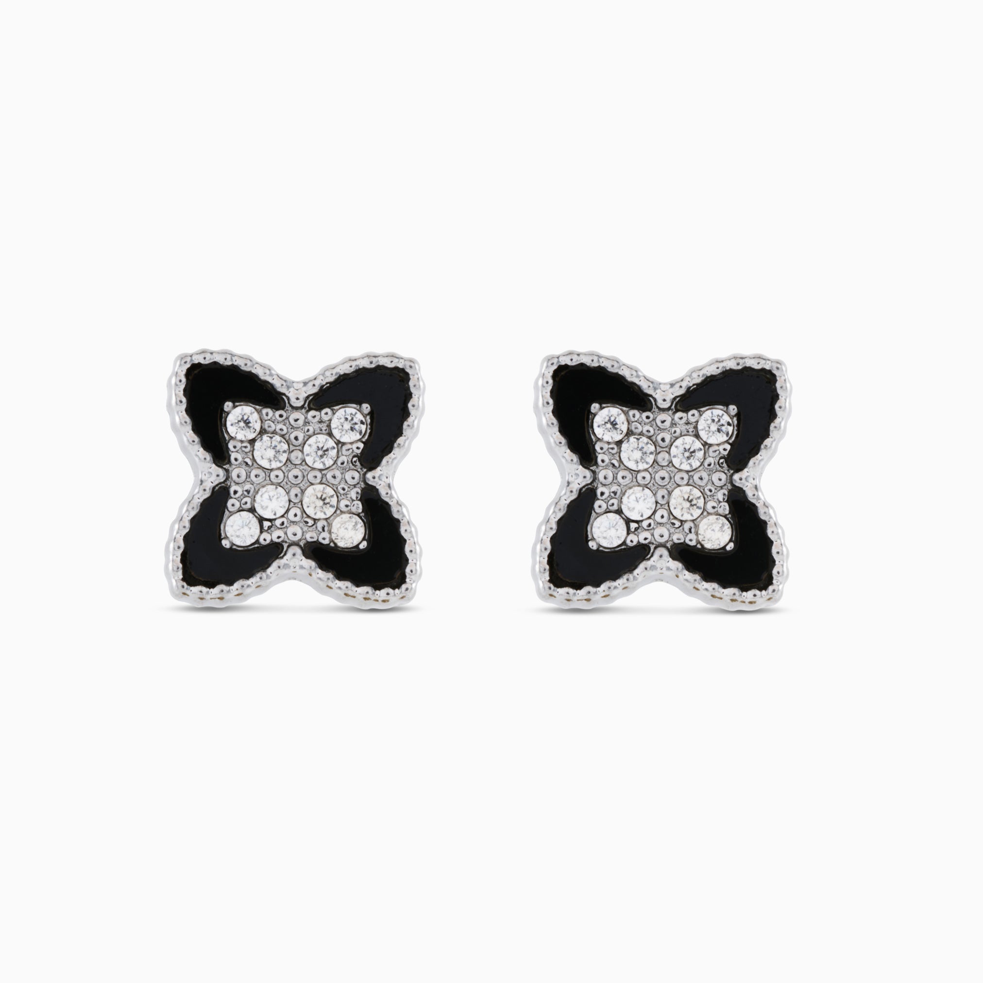 PASSIONATE CLOVER BLACK STUDS best gold plated tarnish and water resistant piece by - Lynott Jewellery