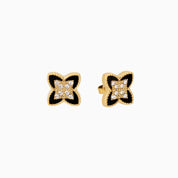 PASSIONATE CLOVER BLACK STUDS best gold plated tarnish and water resistant piece by - Lynott Jewellery