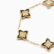 PASSIONATE CLOVER BLACK BRACELET best gold plated tarnish and water resistant piece by Irish Jewellery brand - Lynott Jewellery