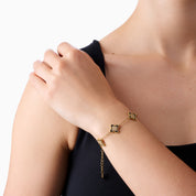 PASSIONATE CLOVER BLACK BRACELET best gold plated tarnish and water resistant piece by Irish Jewellery brand - Lynott Jewellery
