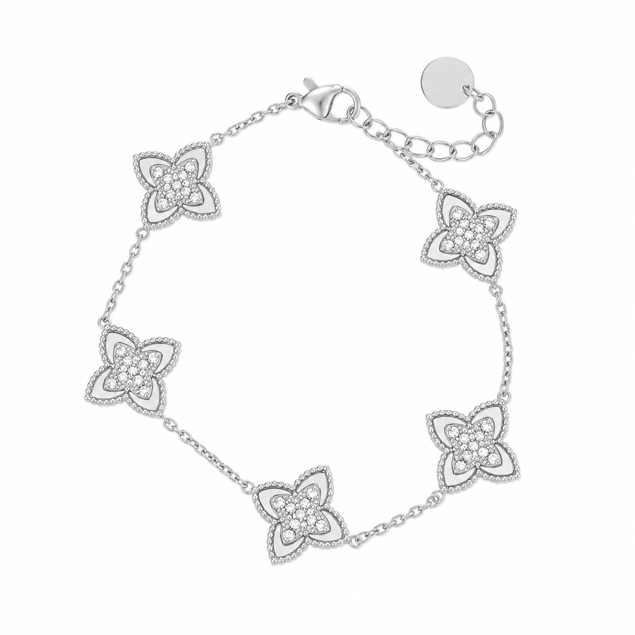 PASSIONATE CLOVER WHITE BRACELET best gold plated tarnish and water resistant piece by Irish Jewellery brand - Lynott Jewellery