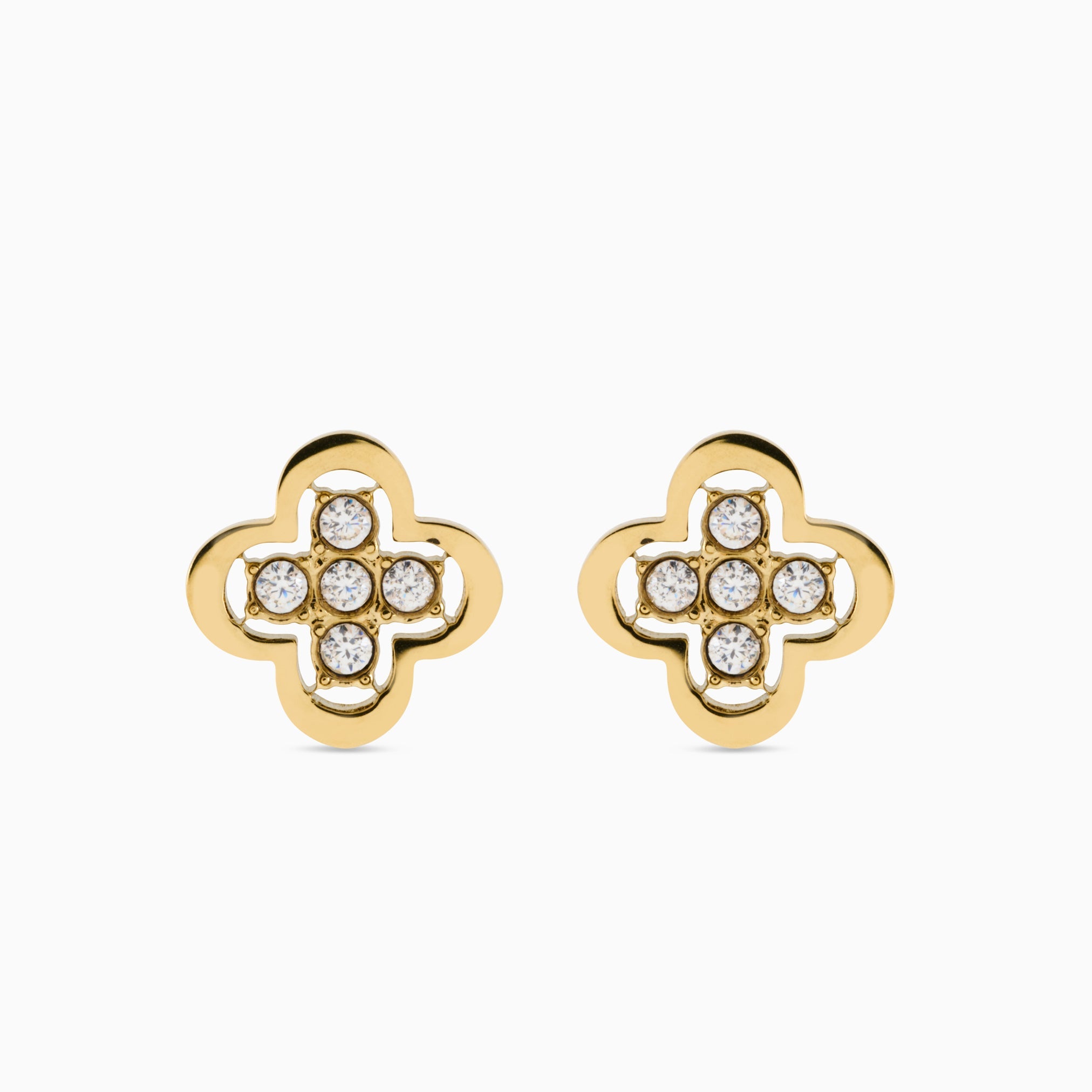 ELEGANCE CLOVER STUDS best gold plated tarnish and water resistant piece by - Lynott Jewellery