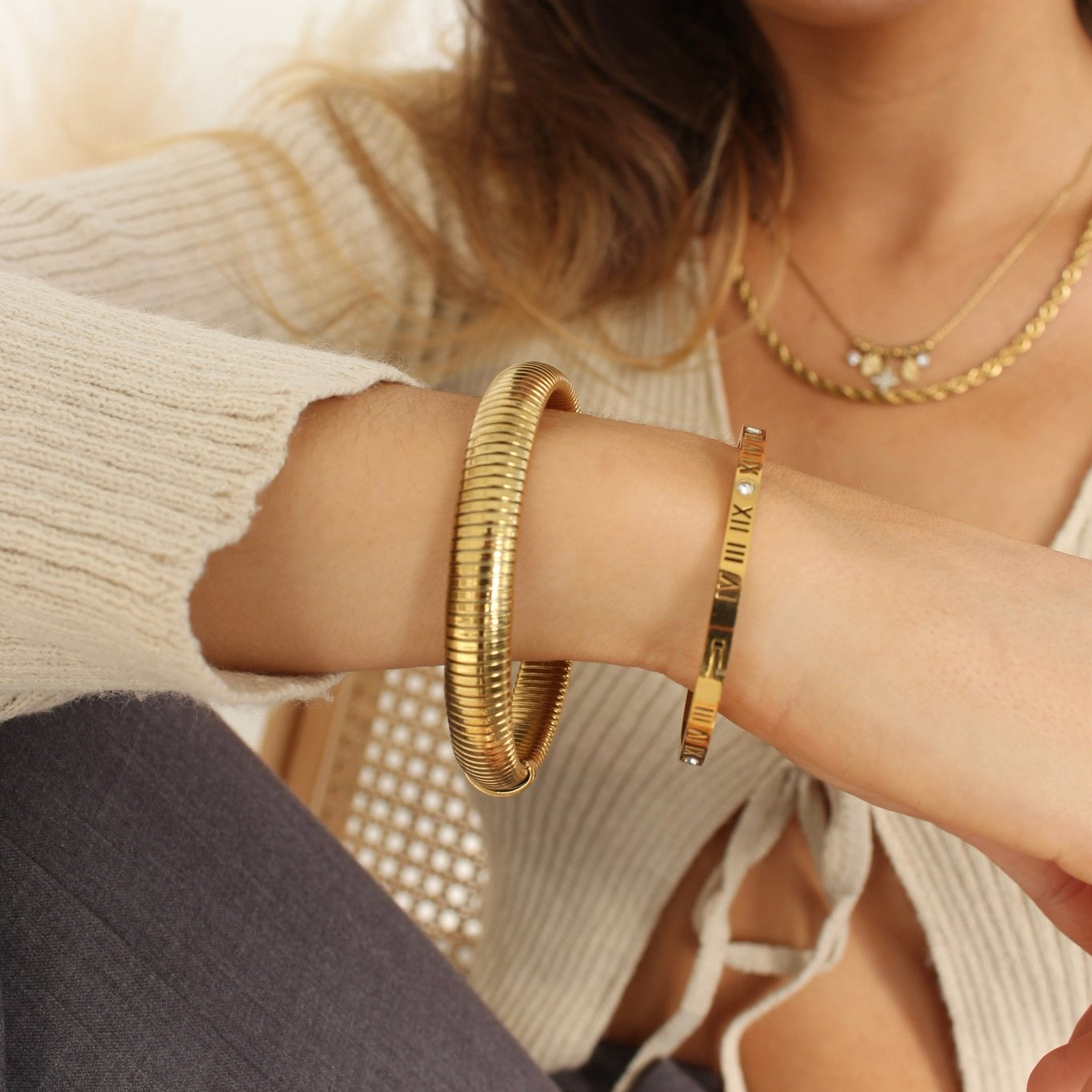 NEW ORLEANS BANGLE best gold plated tarnish and water resistant piece by Irish Jewellery brand - Lynott Jewellery