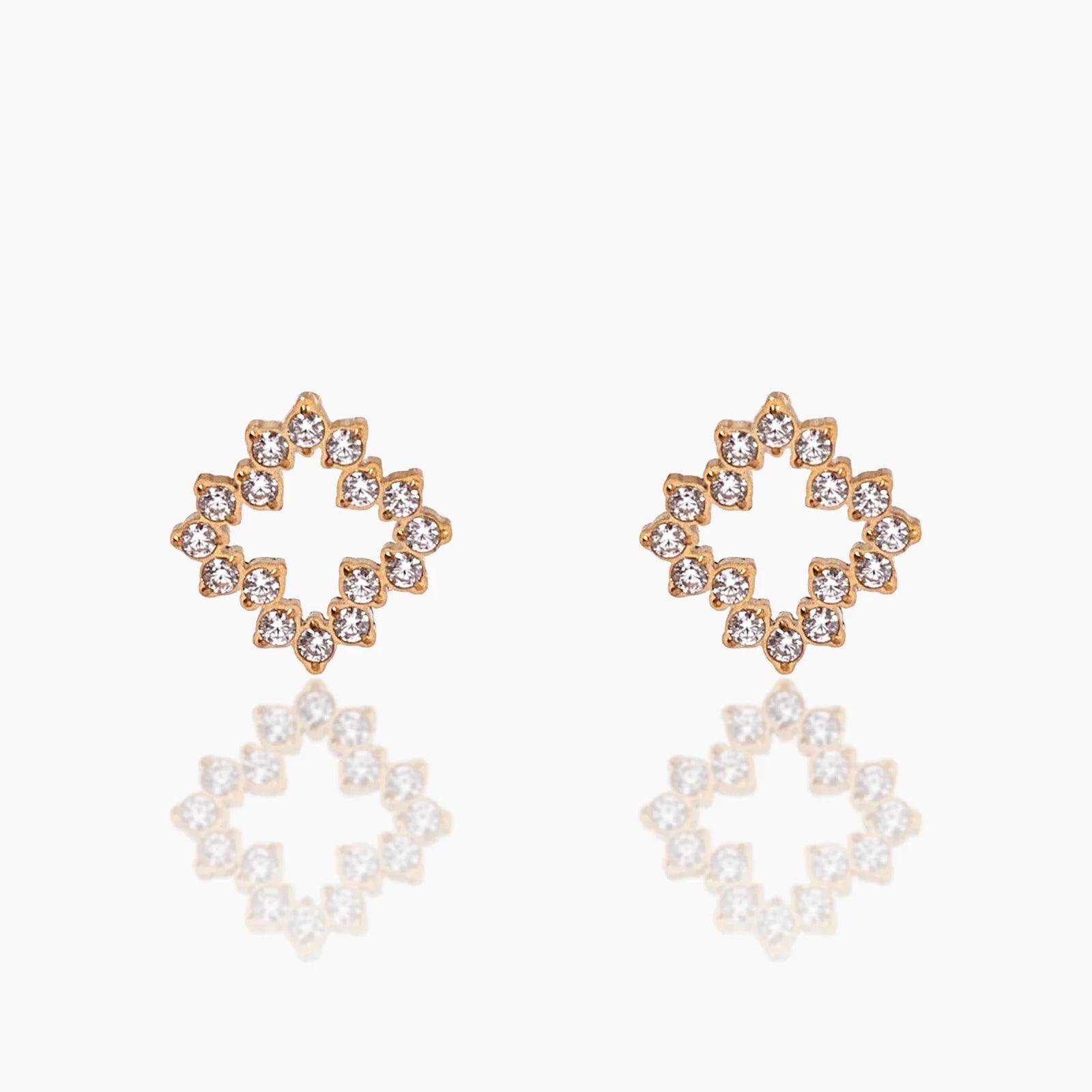 CLUSTER CLOVER STUDS best gold plated tarnish and water resistant piece by Irish Jewellery brand - Lynott Jewellery