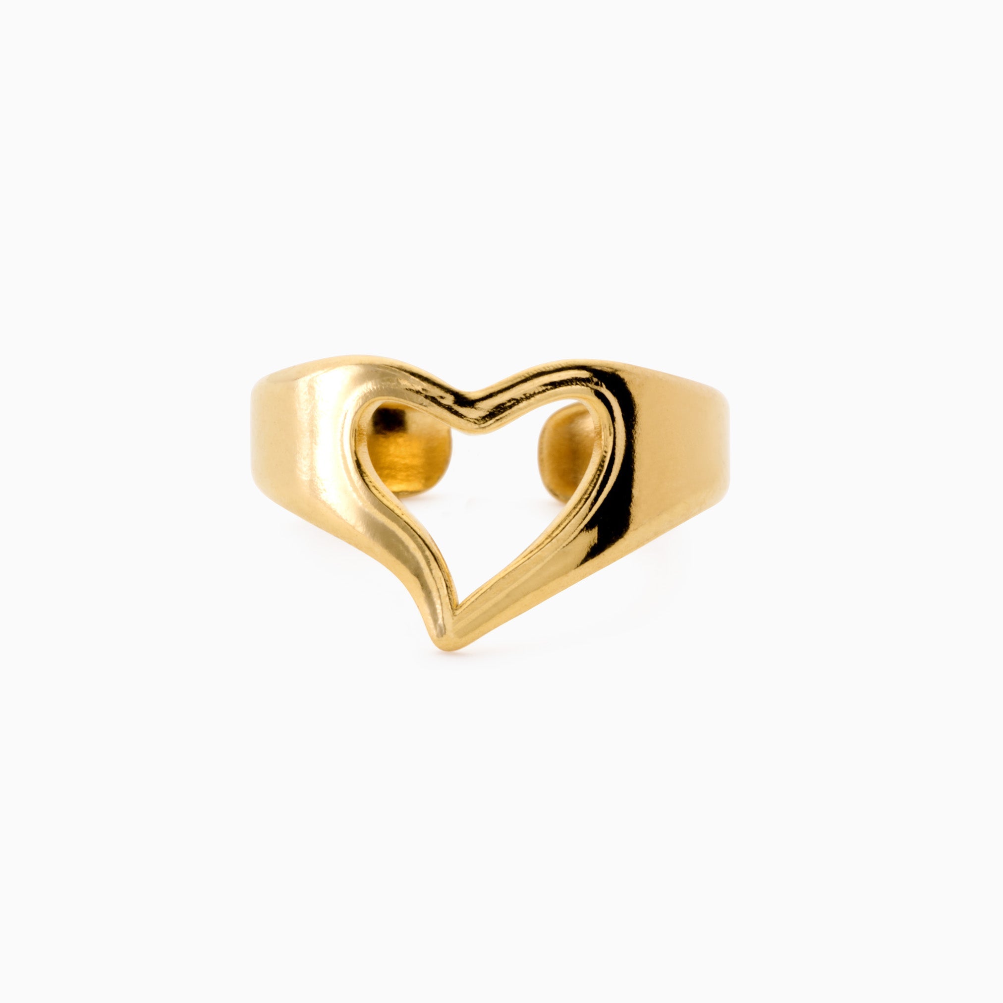 OPEN HEART ADJUSTABLE RING best gold plated tarnish and water resistant piece by Irish Jewellery brand - Lynott Jewellery