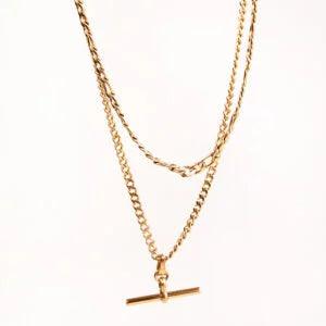 BILLIE DOUBLE LAYER T BAR CHAIN NECKLACE best gold plated tarnish and water resistant piece by Irish Jewellery brand - Lynott Jewellery