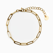 PAPERCLIP BRACELET best gold plated tarnish and water resistant piece by Irish Jewellery brand - Lynott Jewellery