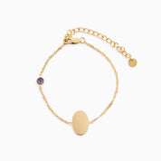 PROMISE ME ENGRAVABLE OVAL DISC & BIRTHSTONE BRACELET