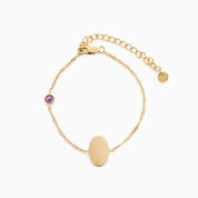 PROMISE ME ENGRAVABLE OVAL DISC & BIRTHSTONE BRACELET