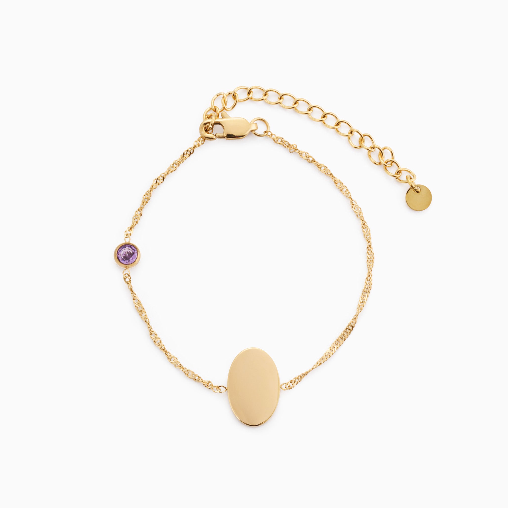 PROMISE ME ENGRAVABLE OVAL DISC & BIRTHSTONE BRACELET
