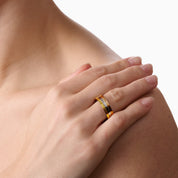 JUNO SPINNING AFFIRMATION RING best gold plated tarnish and water resistant piece by Irish Jewellery brand - Lynott Jewellery