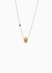 PROMISE ME ENGRAVABLE OVAL DISC & BIRTHSTONE NECKLACE