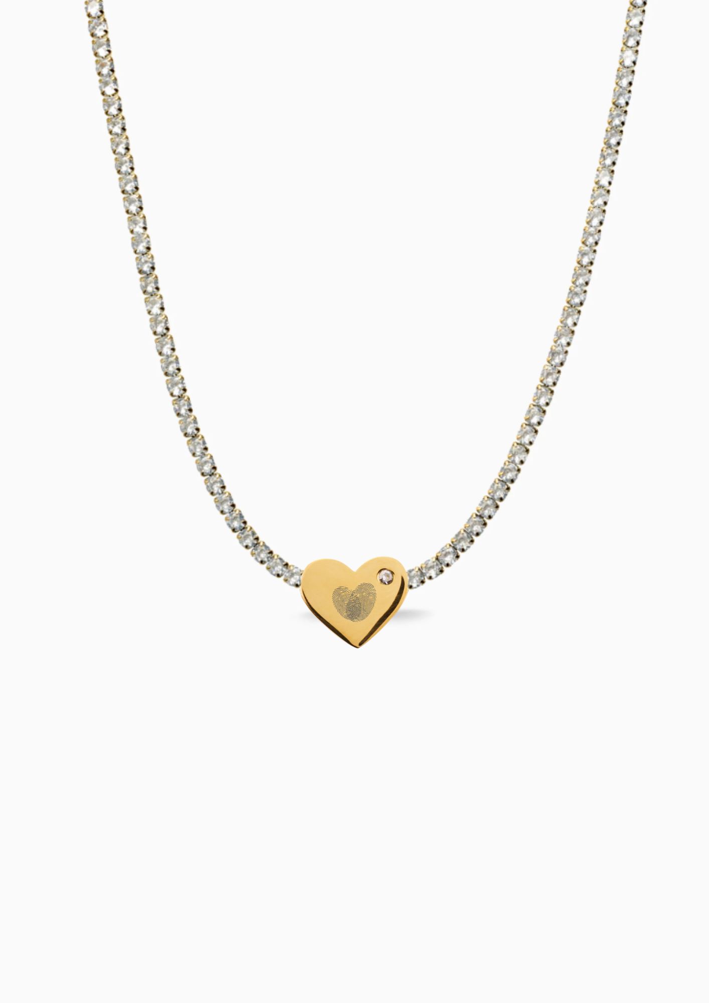YOU ARE MY HEART ENGRAVABLE TENNIS NECKLACE GOLD