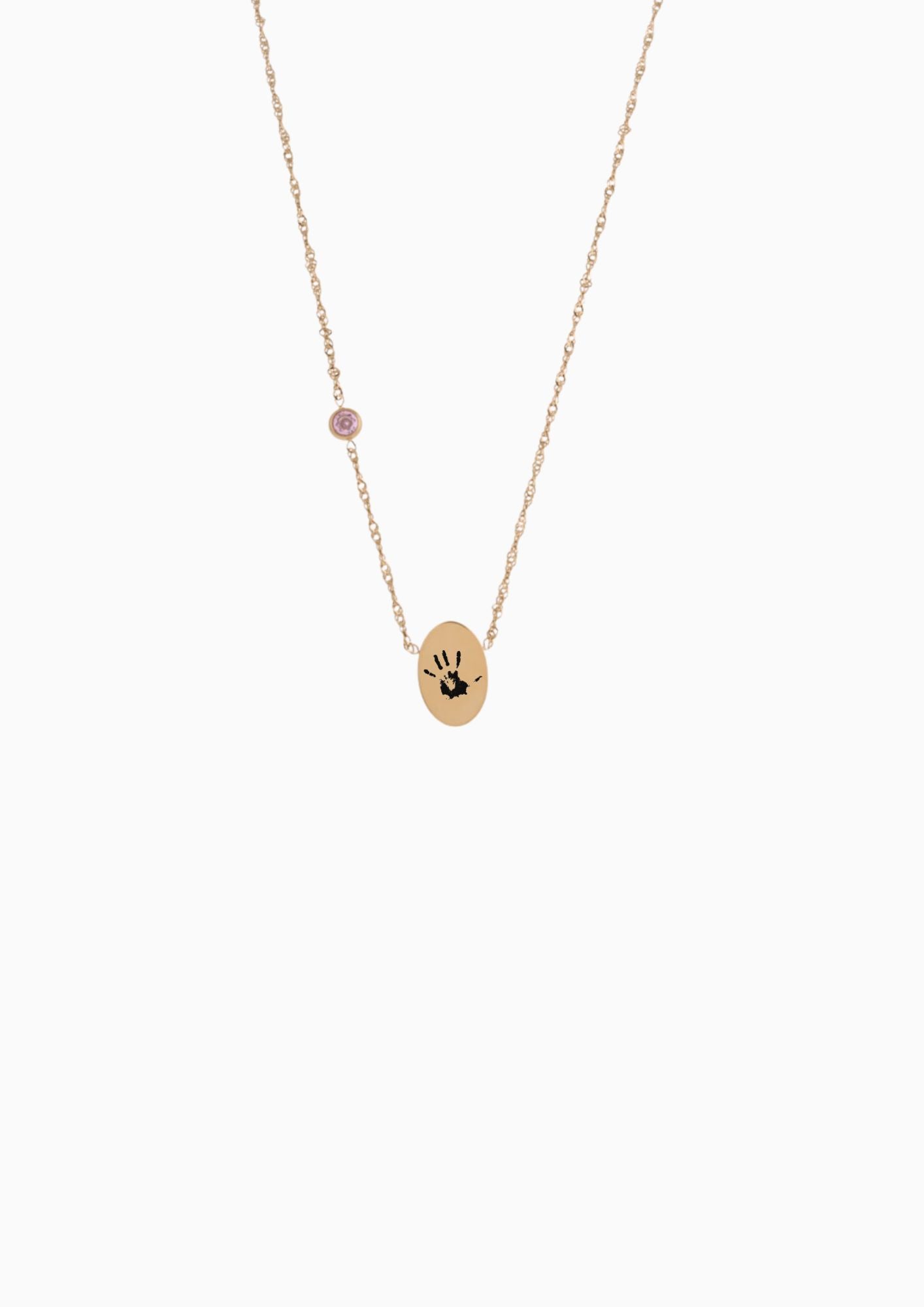 PROMISE ME ENGRAVABLE OVAL DISC & BIRTHSTONE NECKLACE