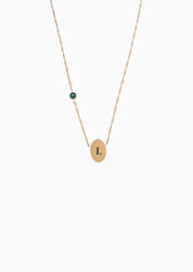 PROMISE ME ENGRAVABLE OVAL DISC & BIRTHSTONE NECKLACE