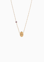 PROMISE ME ENGRAVABLE OVAL DISC & BIRTHSTONE NECKLACE