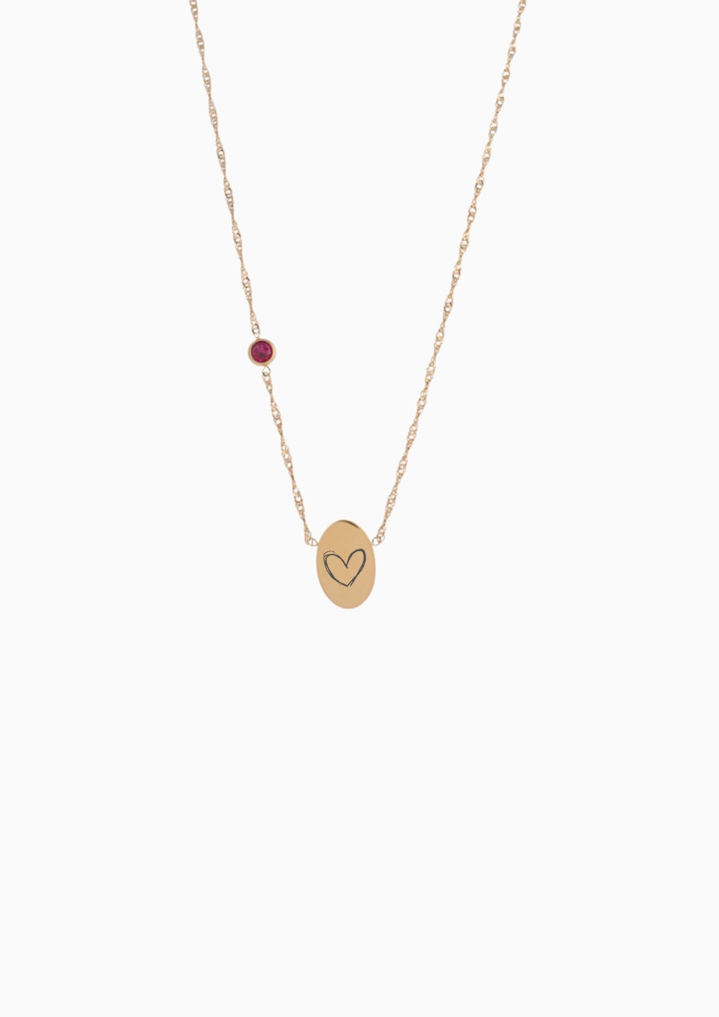PROMISE ME ENGRAVABLE OVAL DISC & BIRTHSTONE NECKLACE