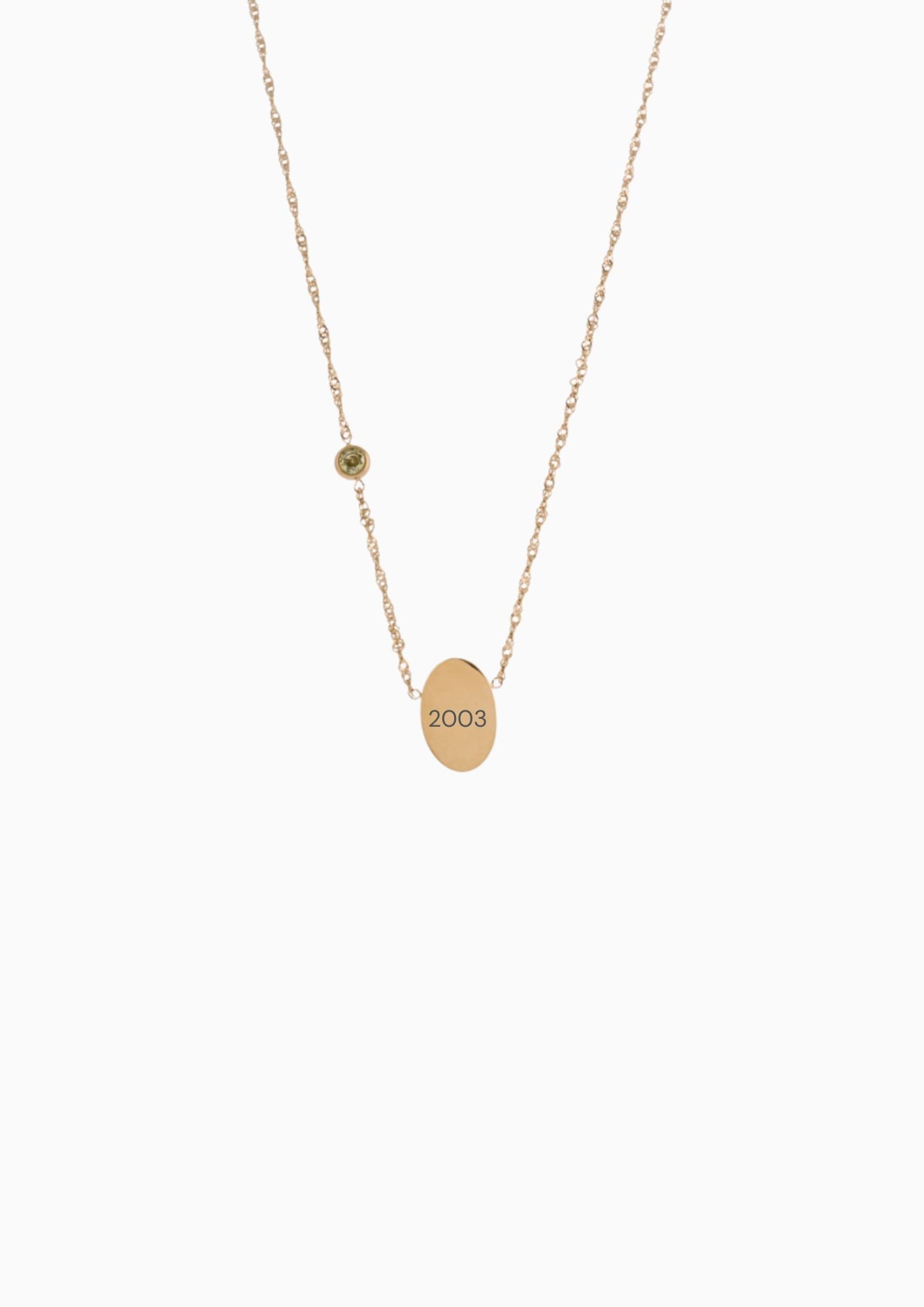 PROMISE ME ENGRAVABLE OVAL DISC & BIRTHSTONE NECKLACE