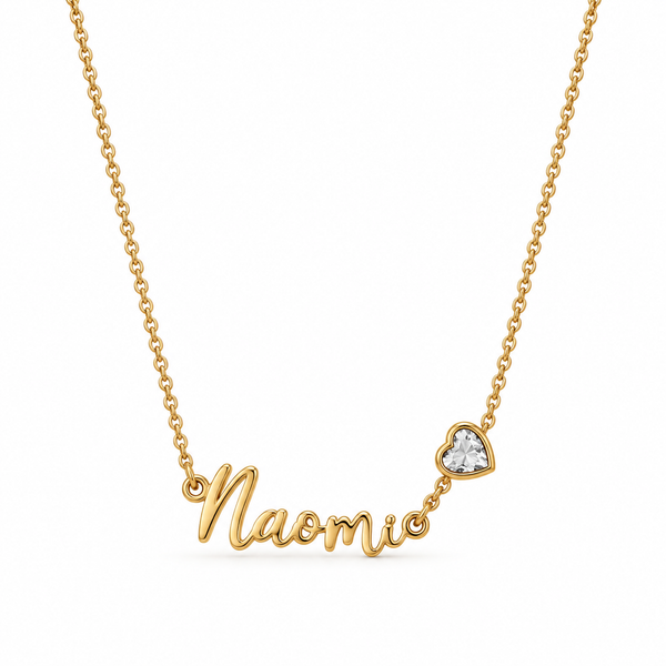 Personalised Script Name & Birthstone Necklace