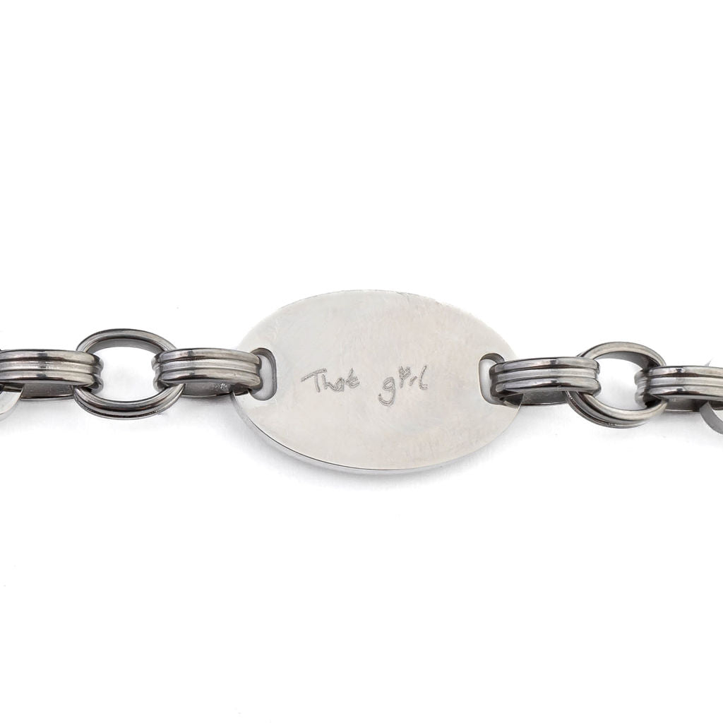 ENGRAVABLE CHUNKY LINK OVAL PENDANT BRACELET