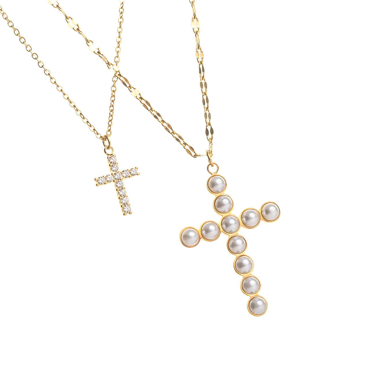 CHARLEEN X LYNOTT LAYERED CROSS NECKLACE