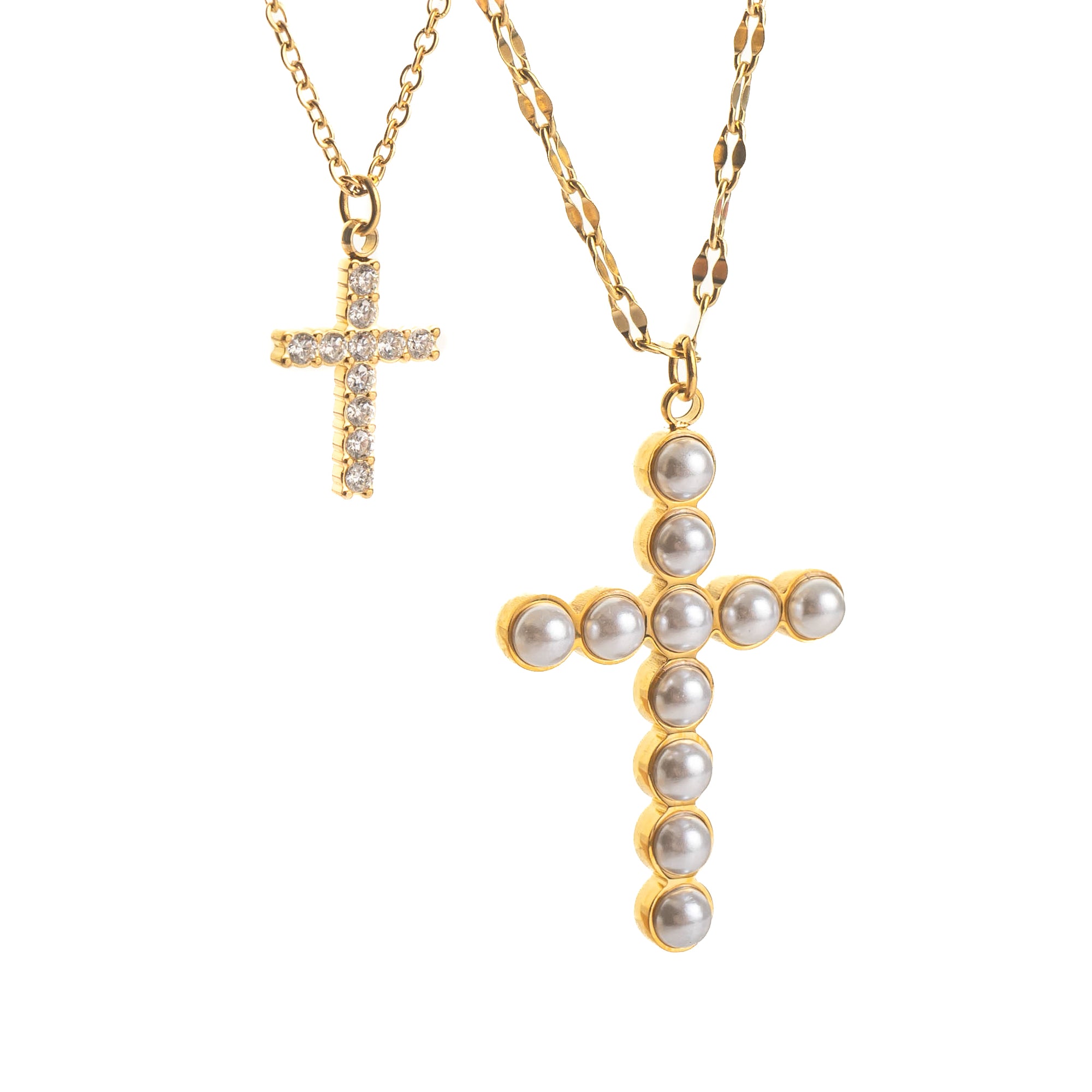 CHARLEEN X LYNOTT LAYERED CROSS NECKLACE