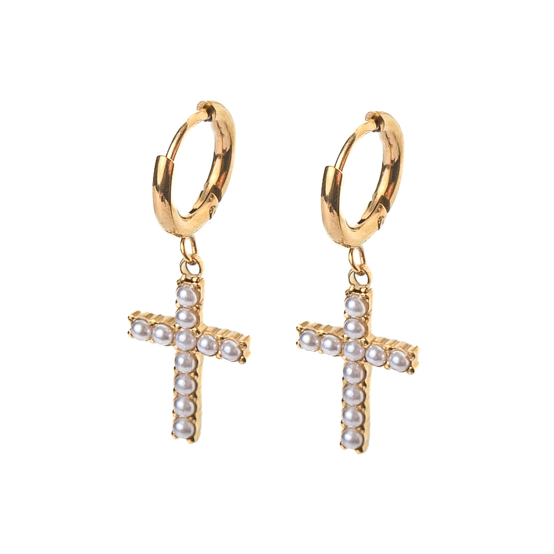 CHARLEEN X LYNOTT CROSS HUGGIE EARRINGS