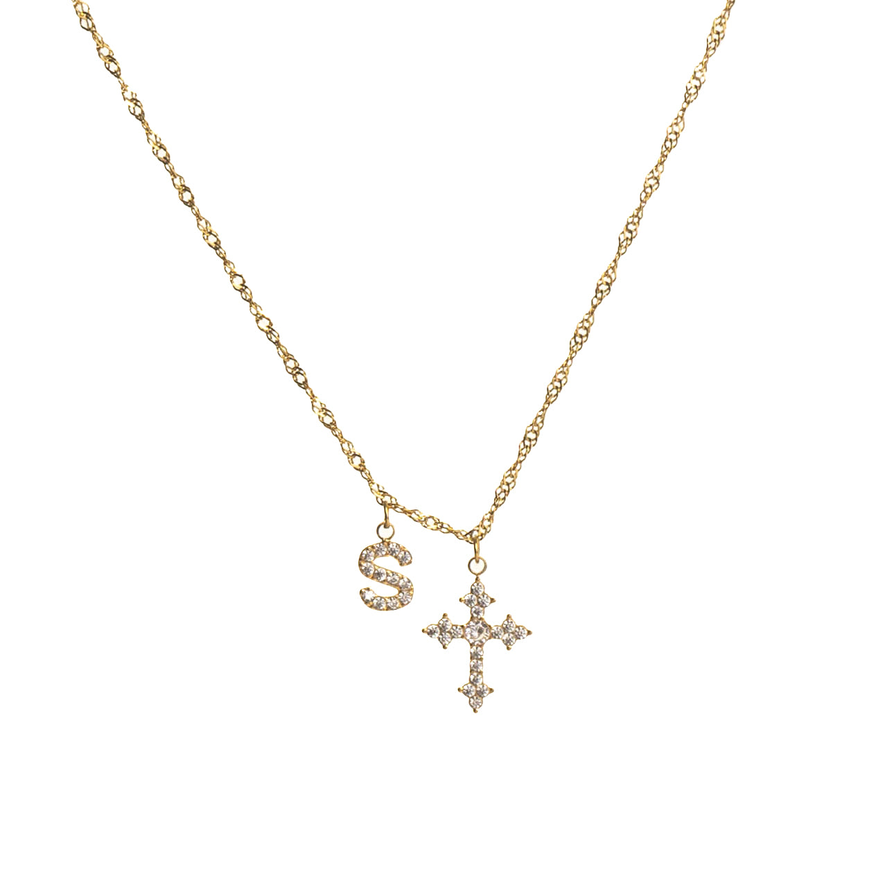 CHARLEEN X LYNOTT CROSS MY HEART INITIAL NECKLACE