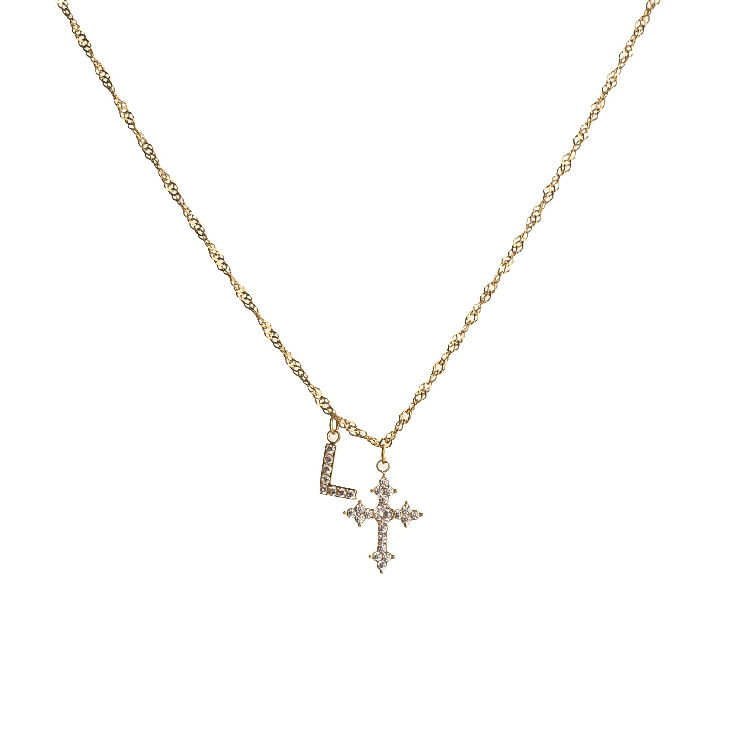 CHARLEEN X LYNOTT CROSS MY HEART INITIAL NECKLACE