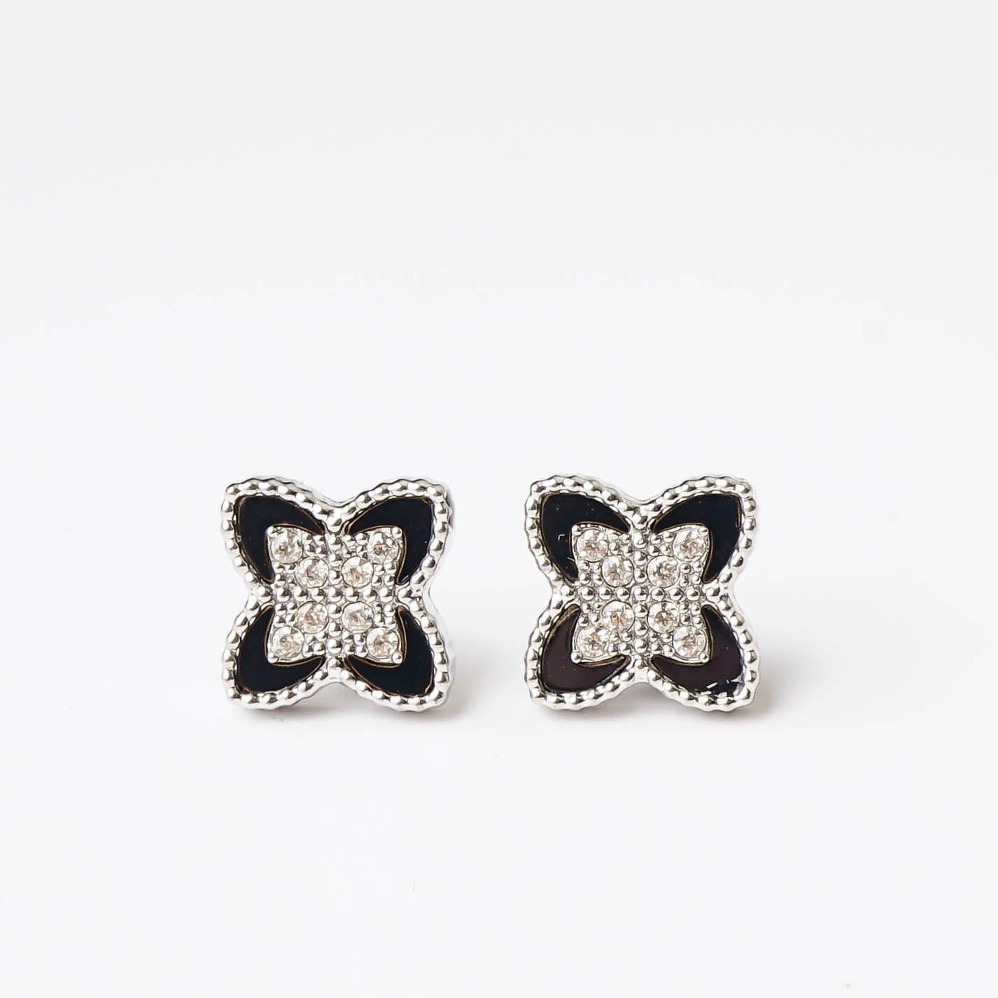 PASSIONATE CLOVER BLACK STUDS - Lynott Jewellery