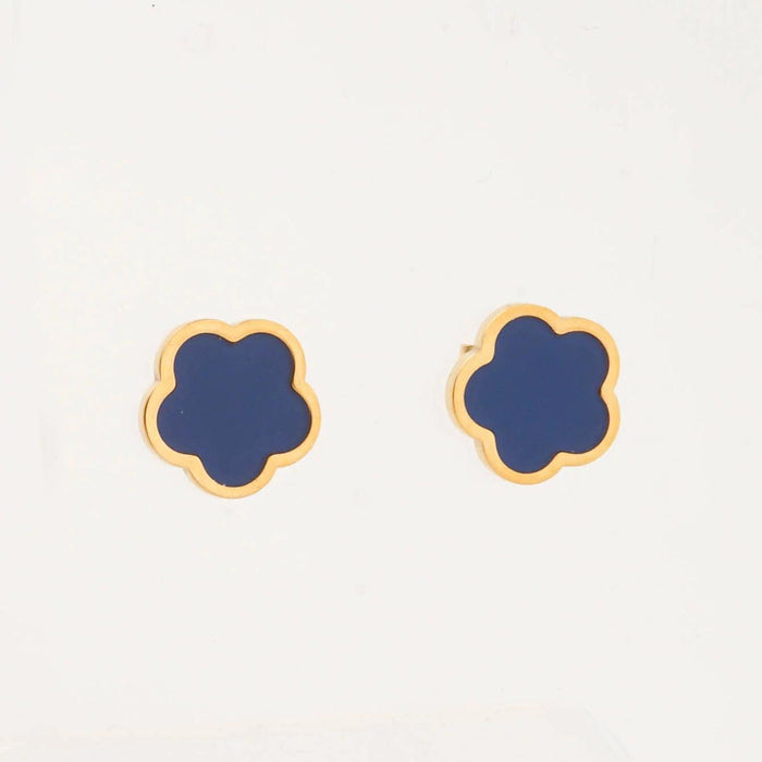 BLUE FOUR LEAF CLOVER STUD - Lynott Jewellery