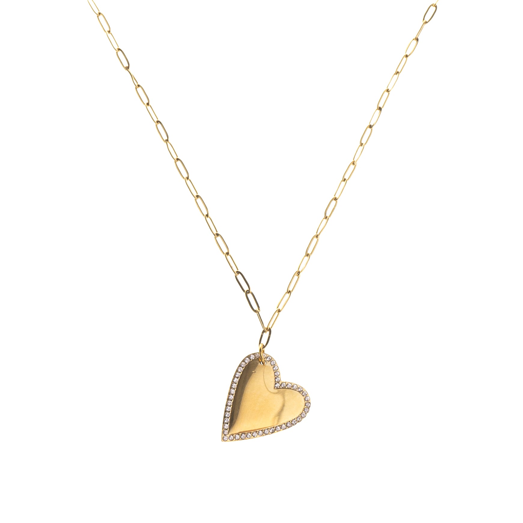 TILTED LOVE HEART ENGRAVABLE NECKLACE