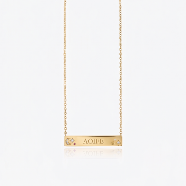 MOON & STARS ENGRAVABLE PLATE NECKLACE