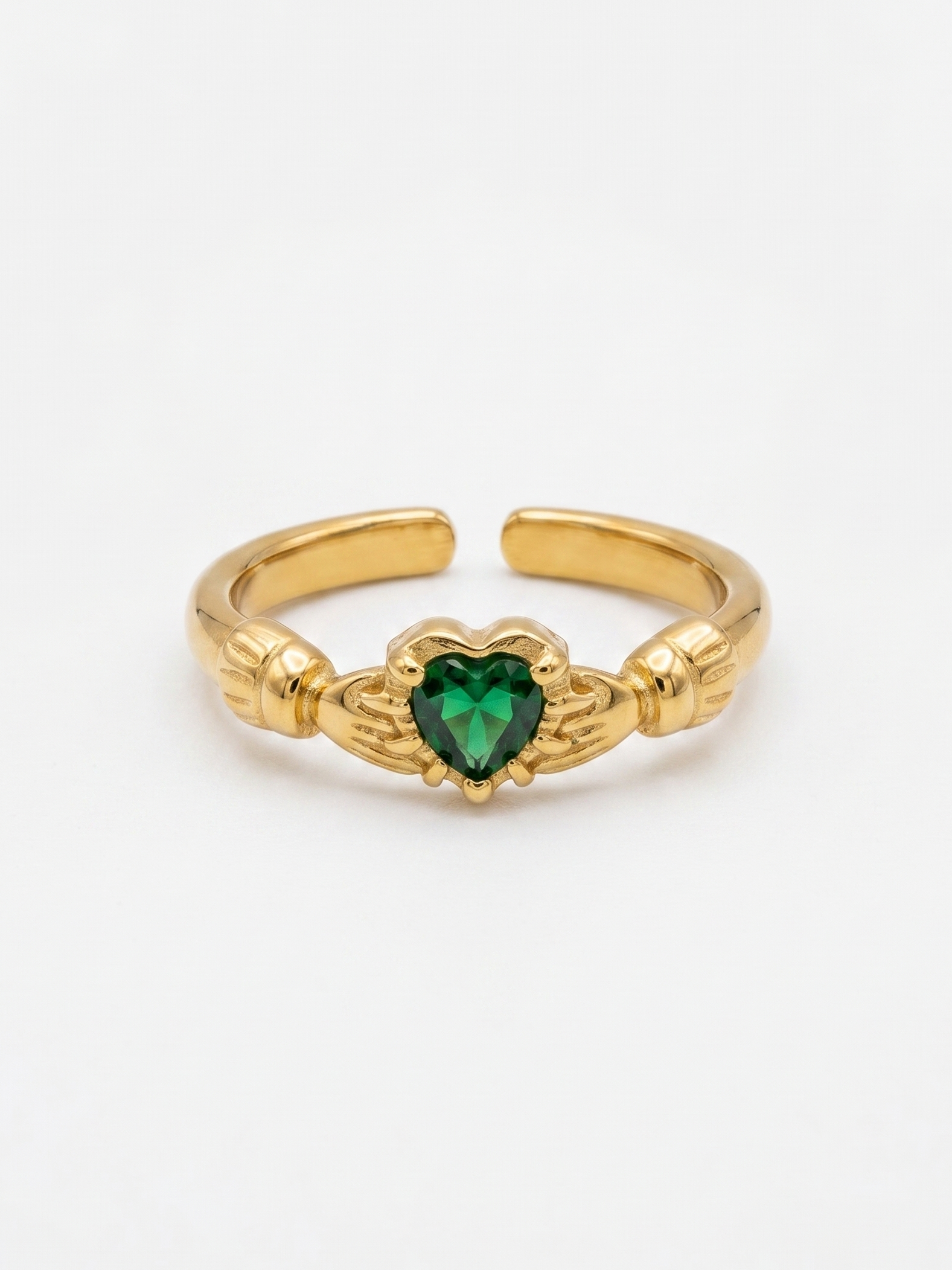 AINE EMERALD ADJUSTABLE CLADDAGH RING