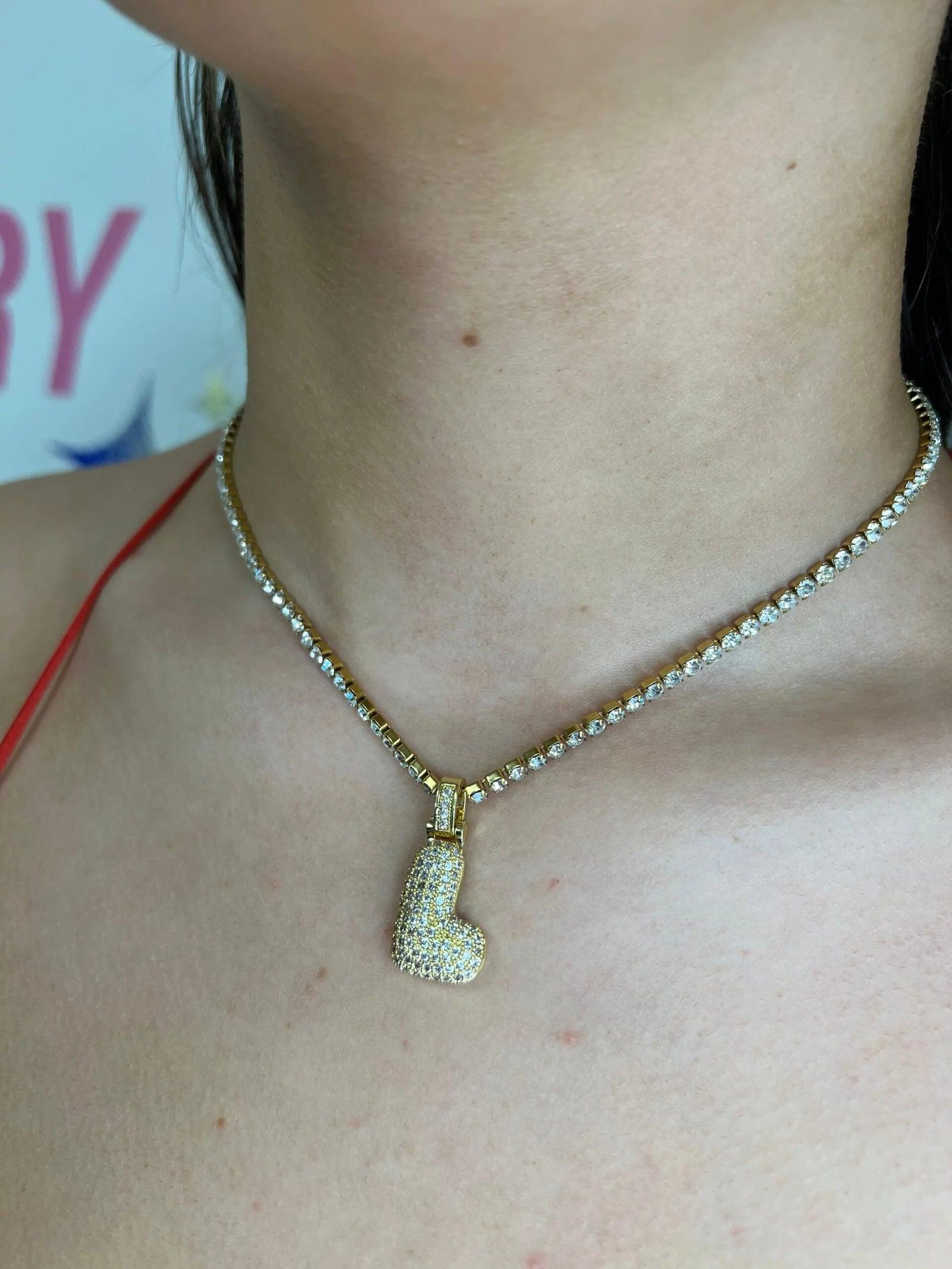 Initial 2025 tennis necklace