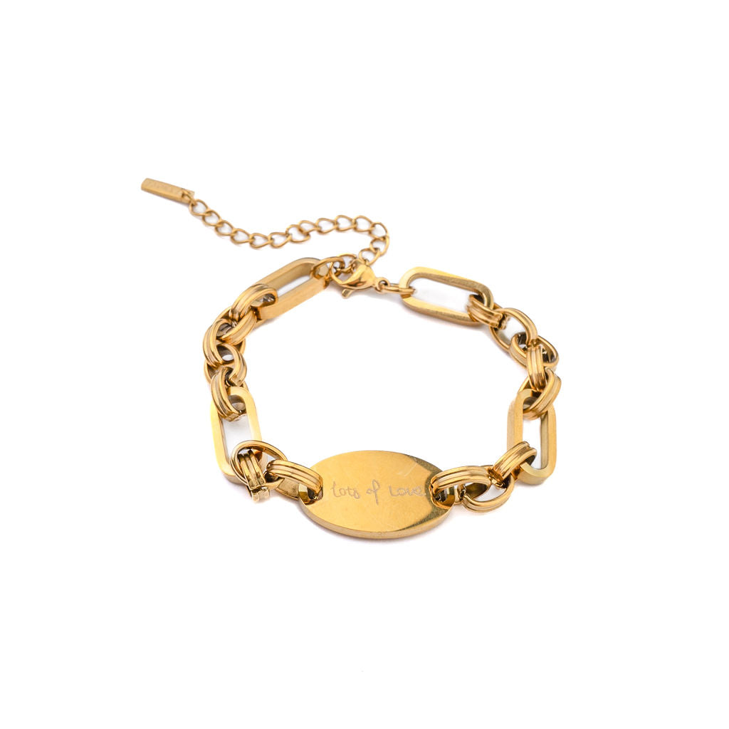 ENGRAVABLE CHUNKY LINK OVAL PENDANT BRACELET