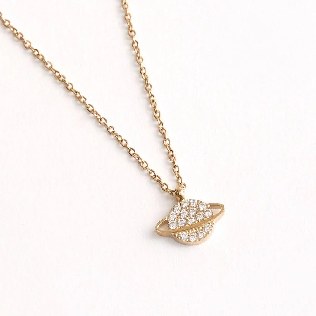 SATURN PEARL NECKLACE-GOLD