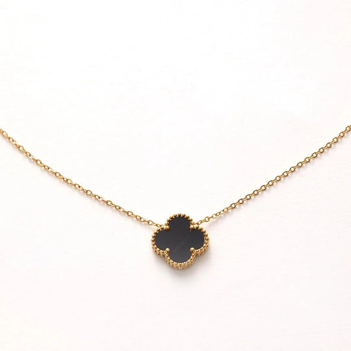 BLACK AND GOLD FOUR LEAF CLOVER NECKLACE - Lynott Jewellery