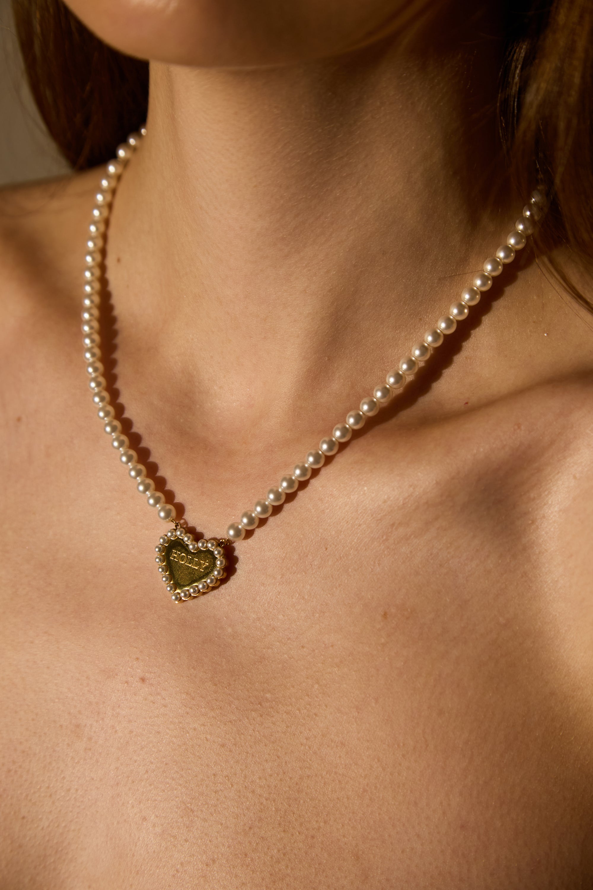 PEARL ENGRAVABLE HEART NECKLACE