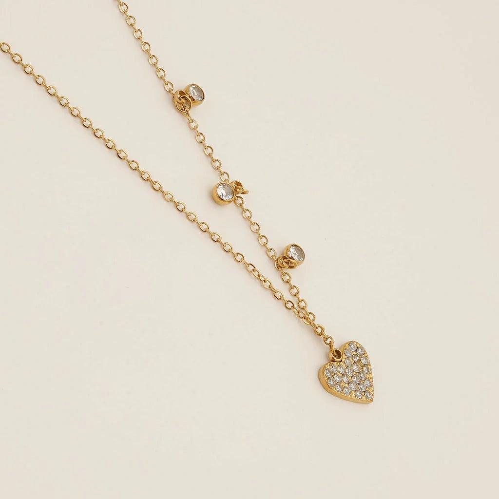 HEART AND 3 DOTT NECKLACE GOLD - Lynott Jewellery